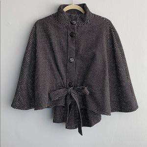 Tabitha Anthropologie black dot poncho cape
